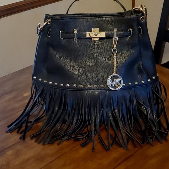 Michael Kors Handbags - Michael Kors Black Fringe crossbody purse large